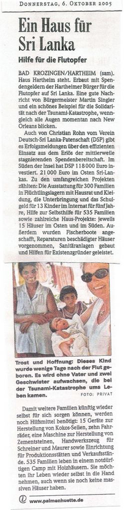 Bericht in der Badischen Zeitung, Südlicher Breisgau.